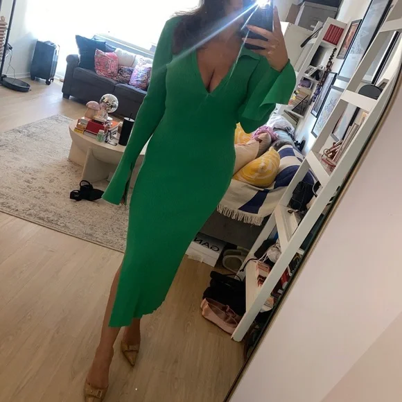 Not Available Na-Kd Green Knit Dress With Open Back. Worn Once. | Color: Green | Size: S | Kbaddd's Closet